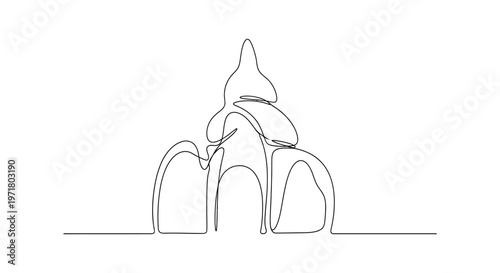 Minimalist One Line Drawing of a Mosque or Islamic Building