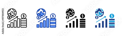 Economic Growth icon set multiple style collection