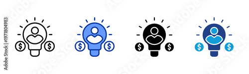 Entrepreneurship icon set multiple style collection