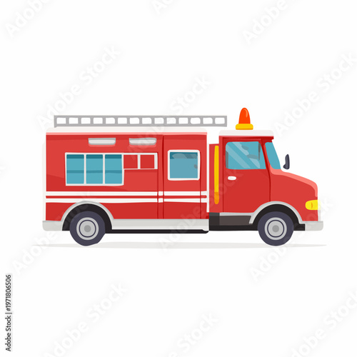 消防車のシンプルなフラットベクターイラスト