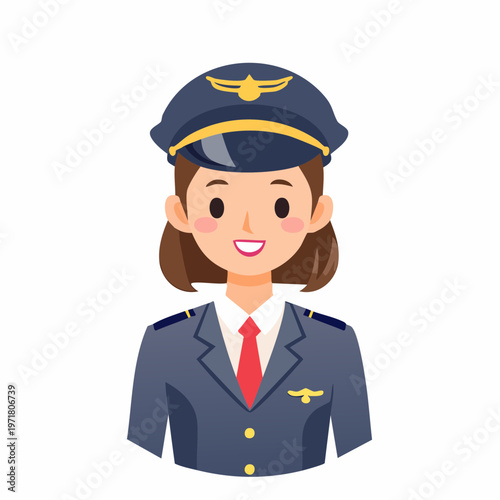 制服を着た女性パイロットのベクターイラスト