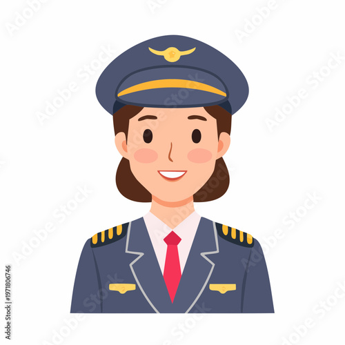 制服を着た女性パイロットのベクターイラスト