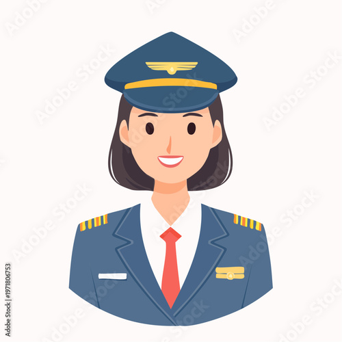 制服を着た女性パイロットのベクターイラスト