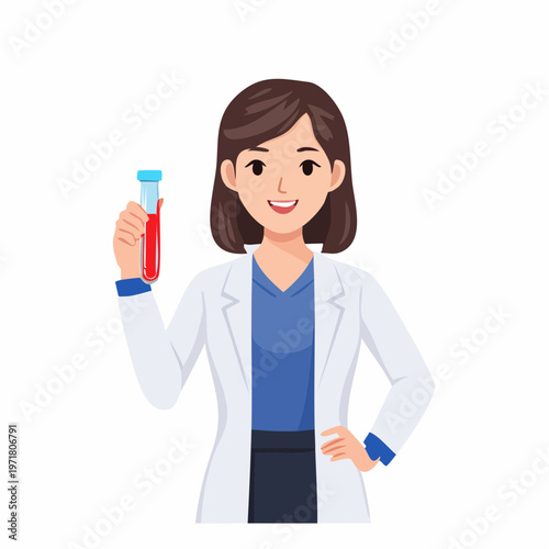 試験管を持つ女性研究者のベクターイラスト