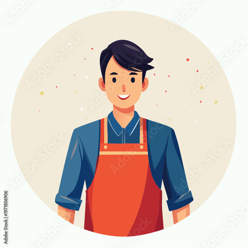 エプロンを着た男性シェフのベクターイラスト