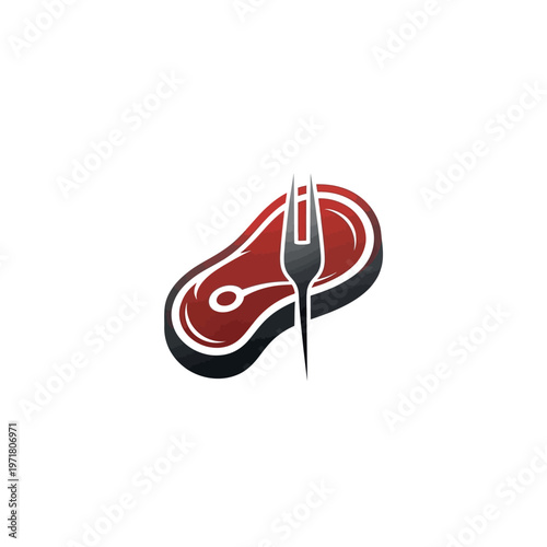 Stylized Steak and Fork Logo Design for Restaurant Branding.