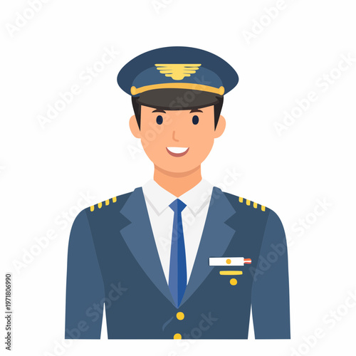 制服を着た男性パイロットのベクターイラスト