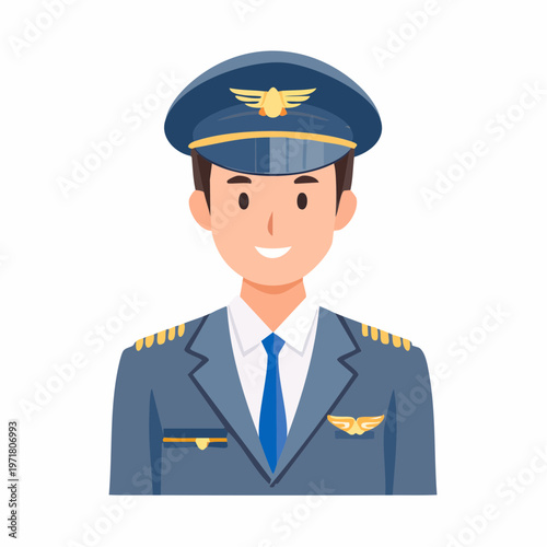 制服を着た男性パイロットのベクターイラスト