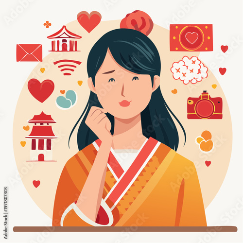 結婚に対する不安を抱える女性のイラスト マリッジブルー・婚活