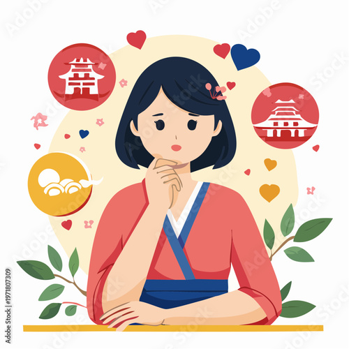 結婚に対する不安を抱える女性のイラスト マリッジブルー・婚活