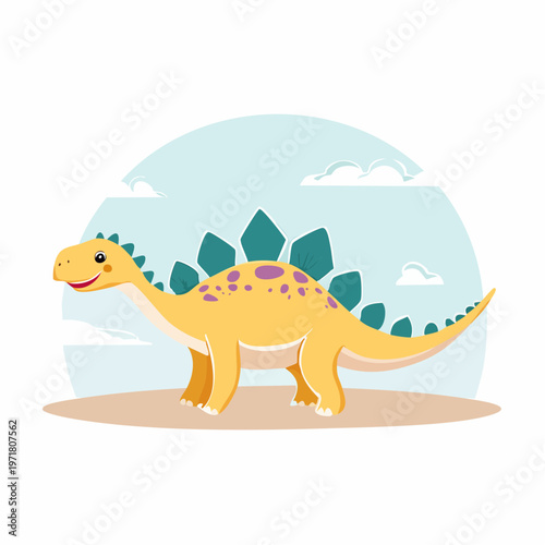 かわいいアンキロサウルスのイラスト 恐竜・キャラクター