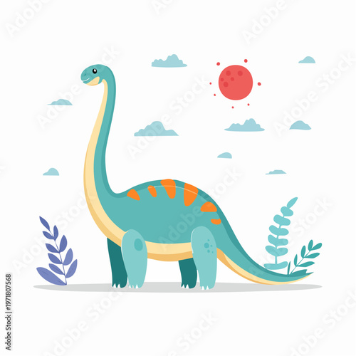 かわいいブラキオサウルスのイラスト 恐竜・キャラクター