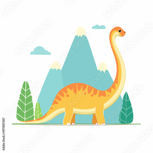 かわいいブラキオサウルスのイラスト 恐竜・キャラクター