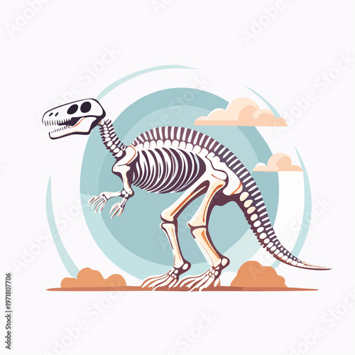 恐竜の骨格標本イラスト 博物館・教育
