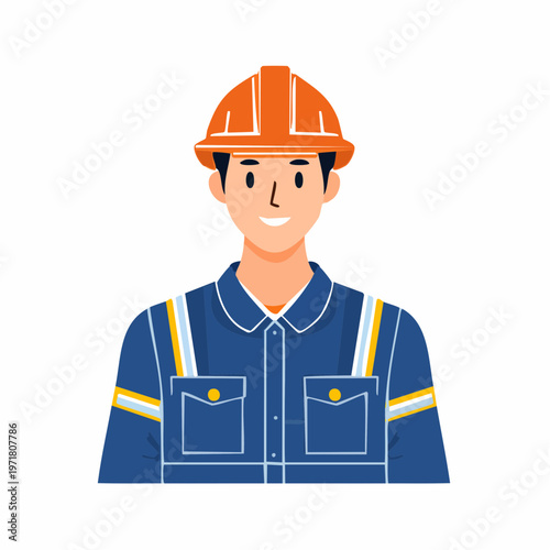 作業服を着た工場作業員の男性のイラスト 製造業・ブルーカラー