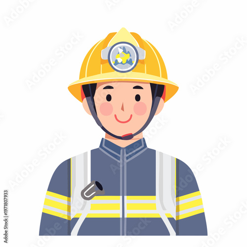 防護服を着た消防士の男性のイラスト 救助・防災