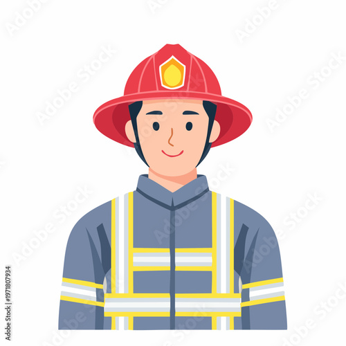 防護服を着た消防士の男性のイラスト 救助・防災