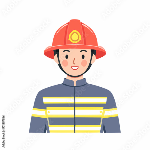 防護服を着た消防士の男性のイラスト 救助・防災