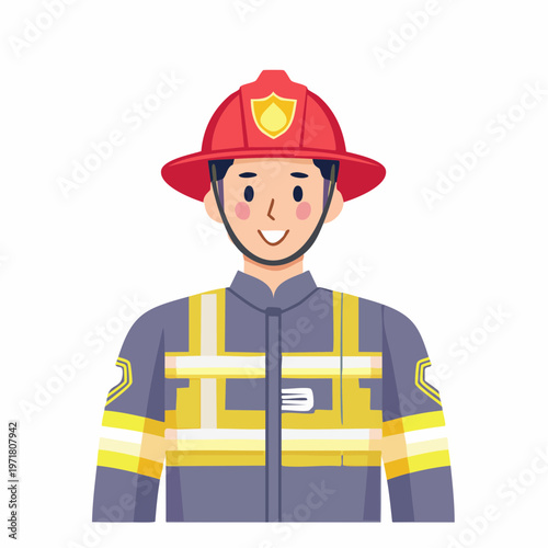 防護服を着た消防士の男性のイラスト 救助・防災