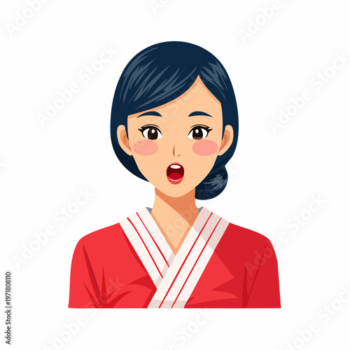 驚く女性のイラスト リアクション・発見