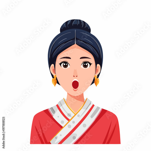 驚く女性のイラスト リアクション・発見