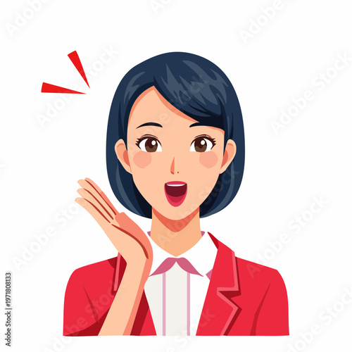 驚く女性のイラスト リアクション・発見