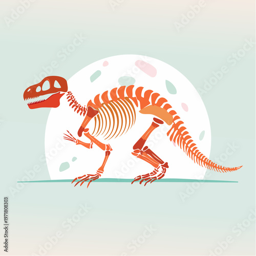 恐竜の化石・骨格のイラスト 考古学・博物館