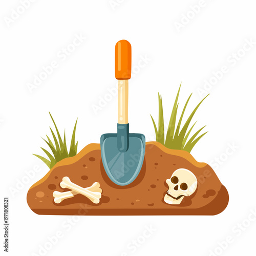 化石発掘のイラスト 考古学・歴史・発掘調査