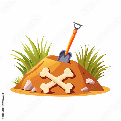 化石発掘のイラスト 考古学・歴史・発掘調査