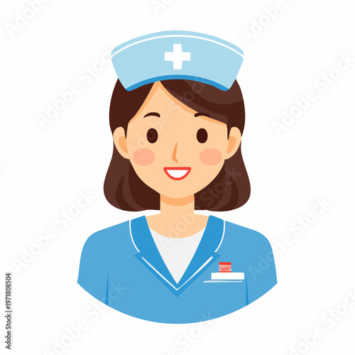 医療用ユニフォームを着た看護師の女性のイラスト 医療・福祉