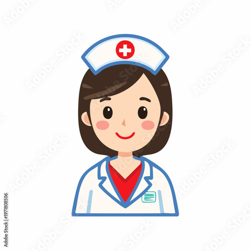 医療用ユニフォームを着た看護師の女性のイラスト 医療・福祉