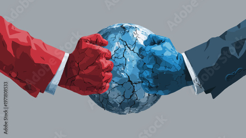 Global Political Power Struggle and Geopolitical Tension Illustration