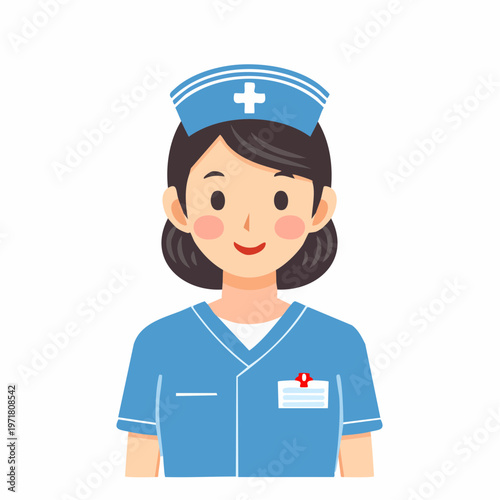医療用ユニフォームを着た看護師の女性のイラスト 医療・福祉
