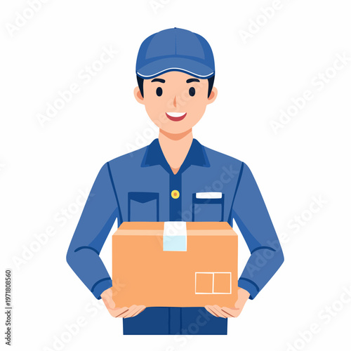 荷物を持つ配達員の男性のイラスト 物流・宅配業