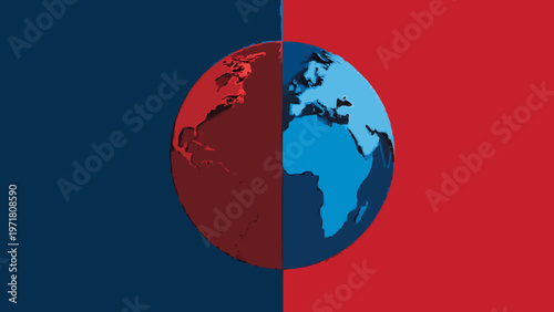 Global Political Polarization and Geopolitical Tension Concept