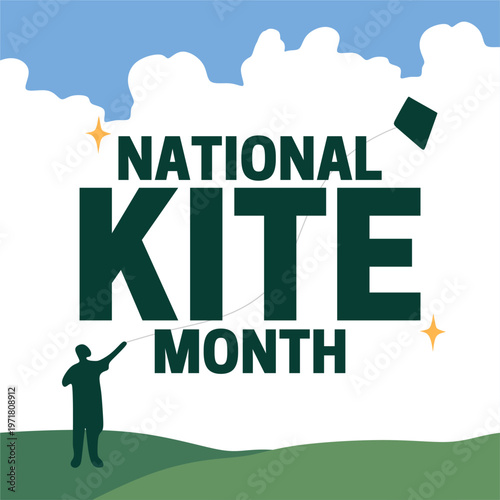 national kite month with kites flying