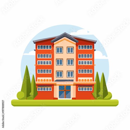 モダンなマンションの外観イラスト 不動産・賃貸物件