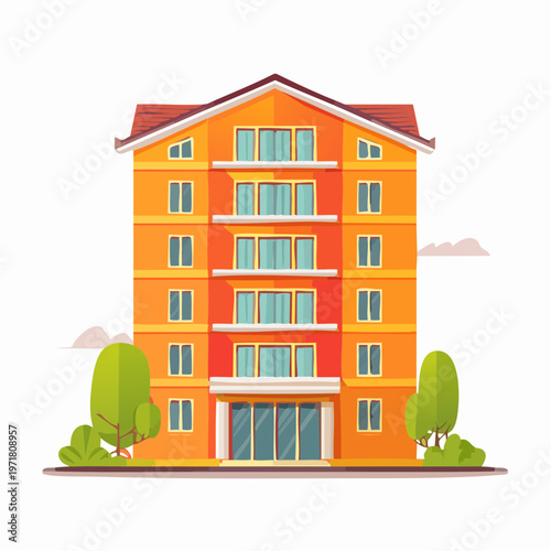 モダンなマンションの外観イラスト 不動産・賃貸物件