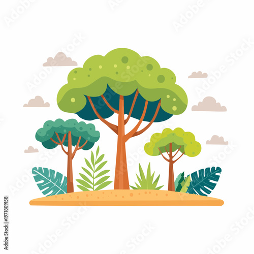 太古の植物・古代樹のイラスト 恐竜時代・自然