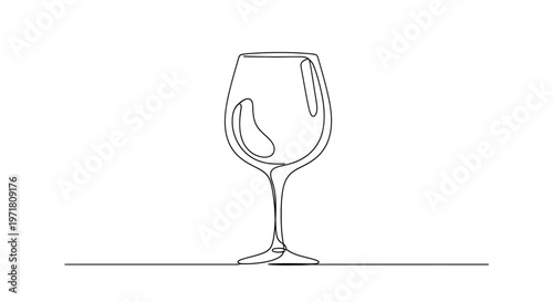 Elegant Wine Glass Silhouette: Minimalist Single Line Drawing