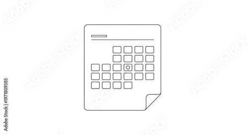 Calendar Page Icon, Simple Line Art, Planning and Scheduling Concept
