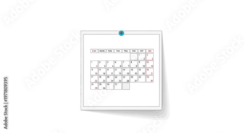 Calendar Page Pinned on White Wall - Planning, Scheduling, and Time Management Concept