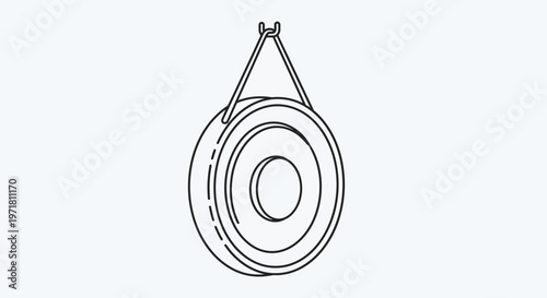 Simple Line Drawing of a Gong Hanging on a Hook
