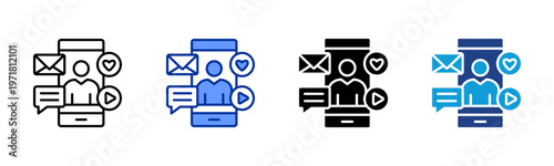 Social Influence icon collection with multiple styles
