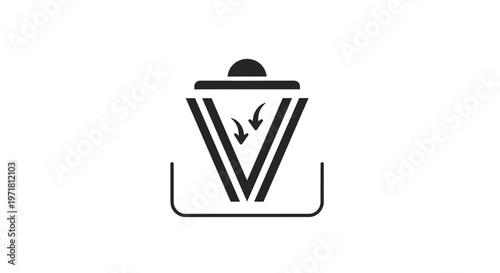 Recycling bin icon with arrows indicating waste disposal, clean design