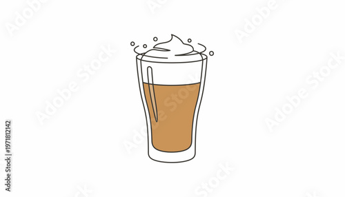 Refreshing Iced Coffee with Whipped Cream and Bubbles