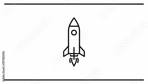 Rocket Launching Upwards, Space Exploration, Startup Business Concept, Vector Icon