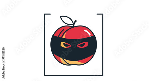 Playful Peach Character as a Bandit or Thief with Mask and Eyes