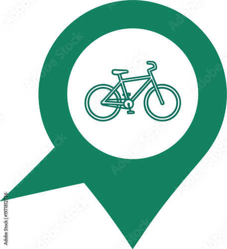 Bike Location Pin Icon for Cycling, Maps, and Travel Design Concepts.