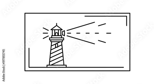 Minimalist Lighthouse Beacon Beam Light Illustration